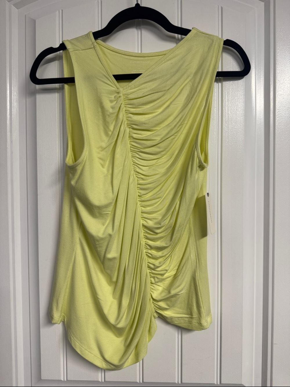 Anthropologie Ruched  Sleeveless Tank - Pale Yellow